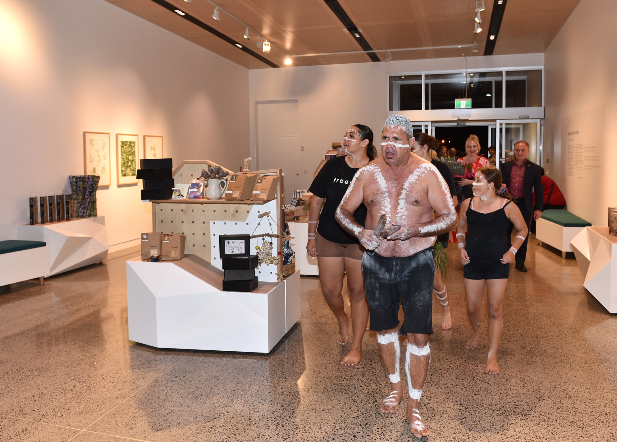 Narvo leads guests into the newly refurbished and reopened gallery. Photo: Alistair Brightman